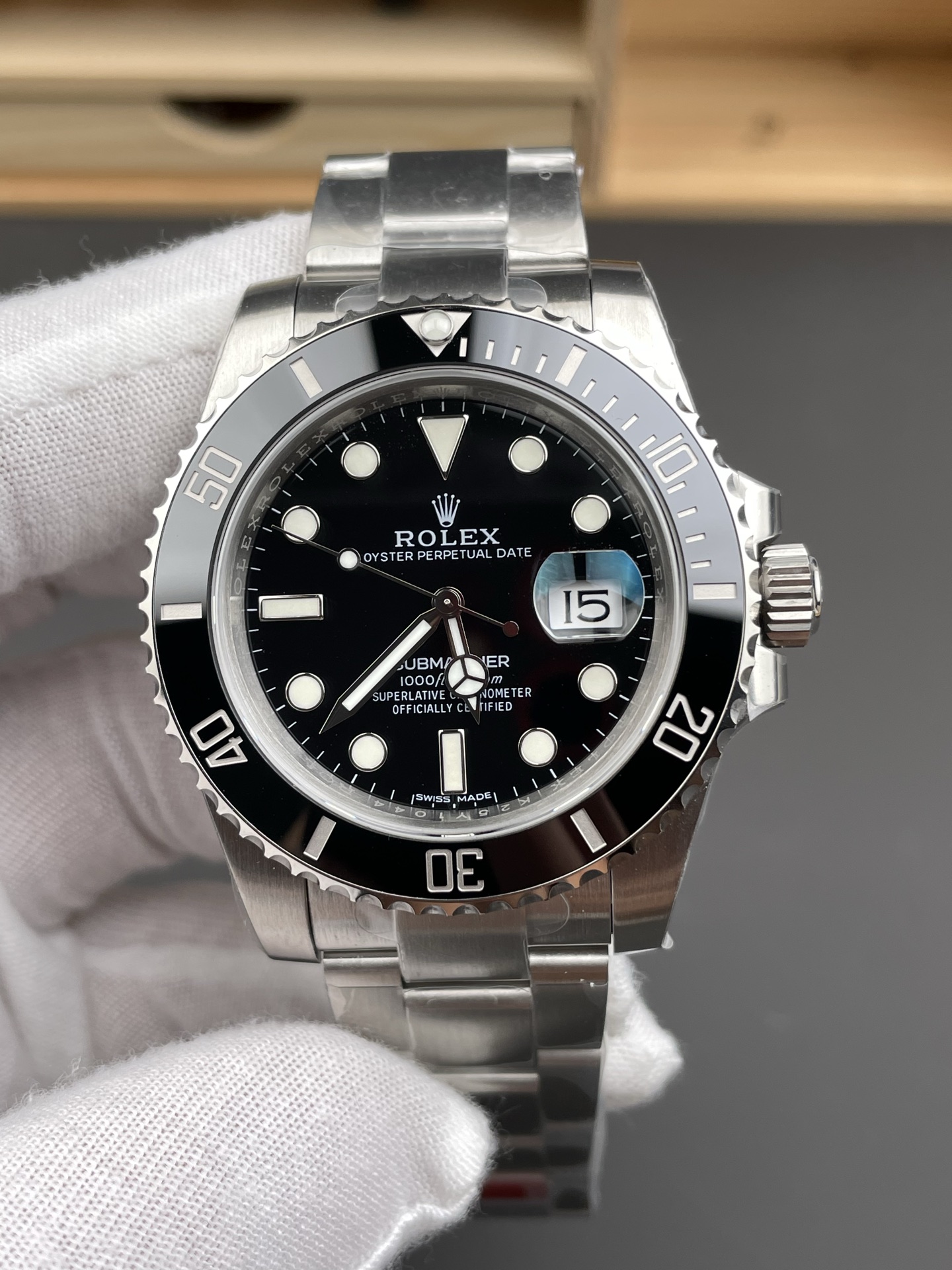 Rolex Submariner 126610LN replica front view with black dial and ceramic bezel